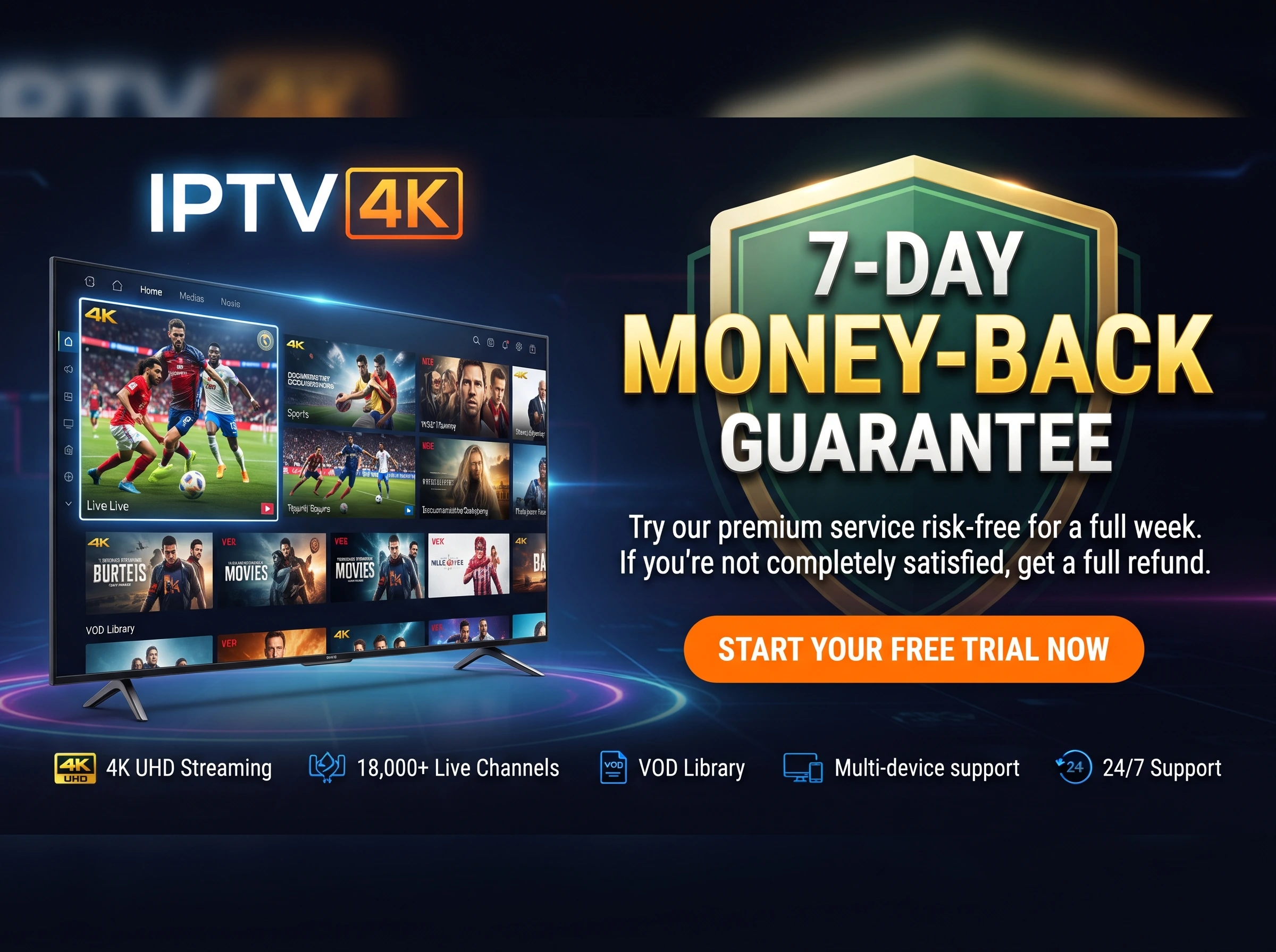 IPTV 4K refund policy and money-back guarantee for Ultra HD streaming plans